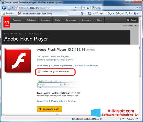 截图 Adobe Flash Player Windows 8.1