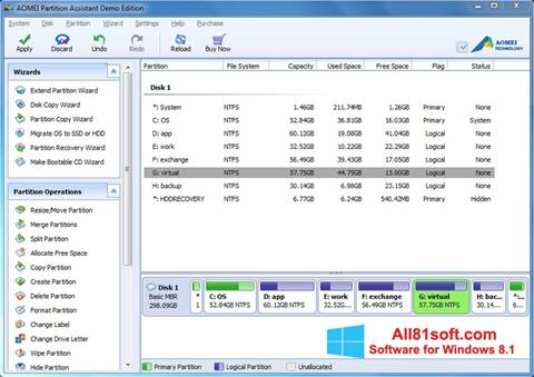 截图 AOMEI Partition Assistant Windows 8.1