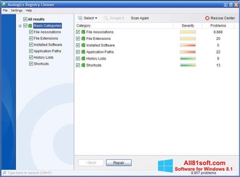 截图 Auslogics Registry Cleaner Windows 8.1