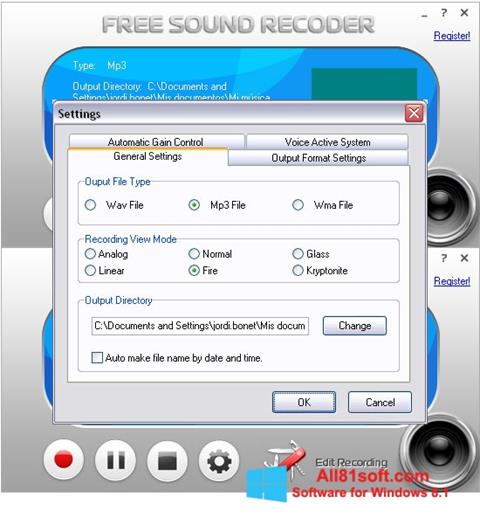 截图 Free Sound Recorder Windows 8.1