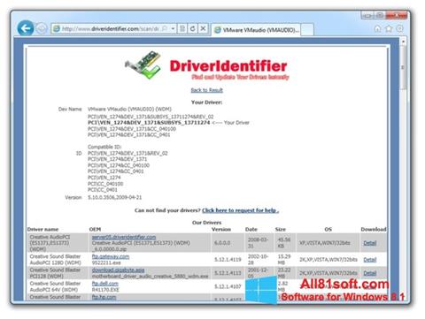 截图 Driver Identifier Windows 8.1
