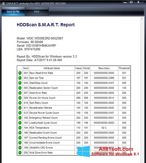 截图 HDDScan Windows 8.1