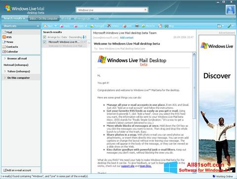 截图 Windows Live Mail Windows 8.1