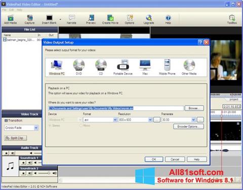 截图 VideoPad Video Editor Windows 8.1