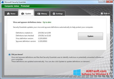 截图 Microsoft Security Essentials Windows 8.1