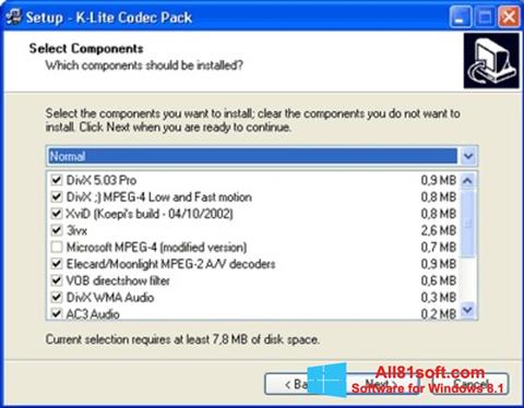 截图 K-Lite Mega Codec Pack Windows 8.1